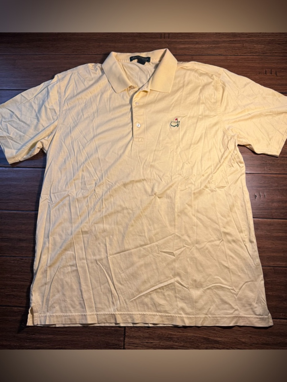 Golf Polo Shirt Masters Augusta Amen Corner Yellow Pima Cotton Size L